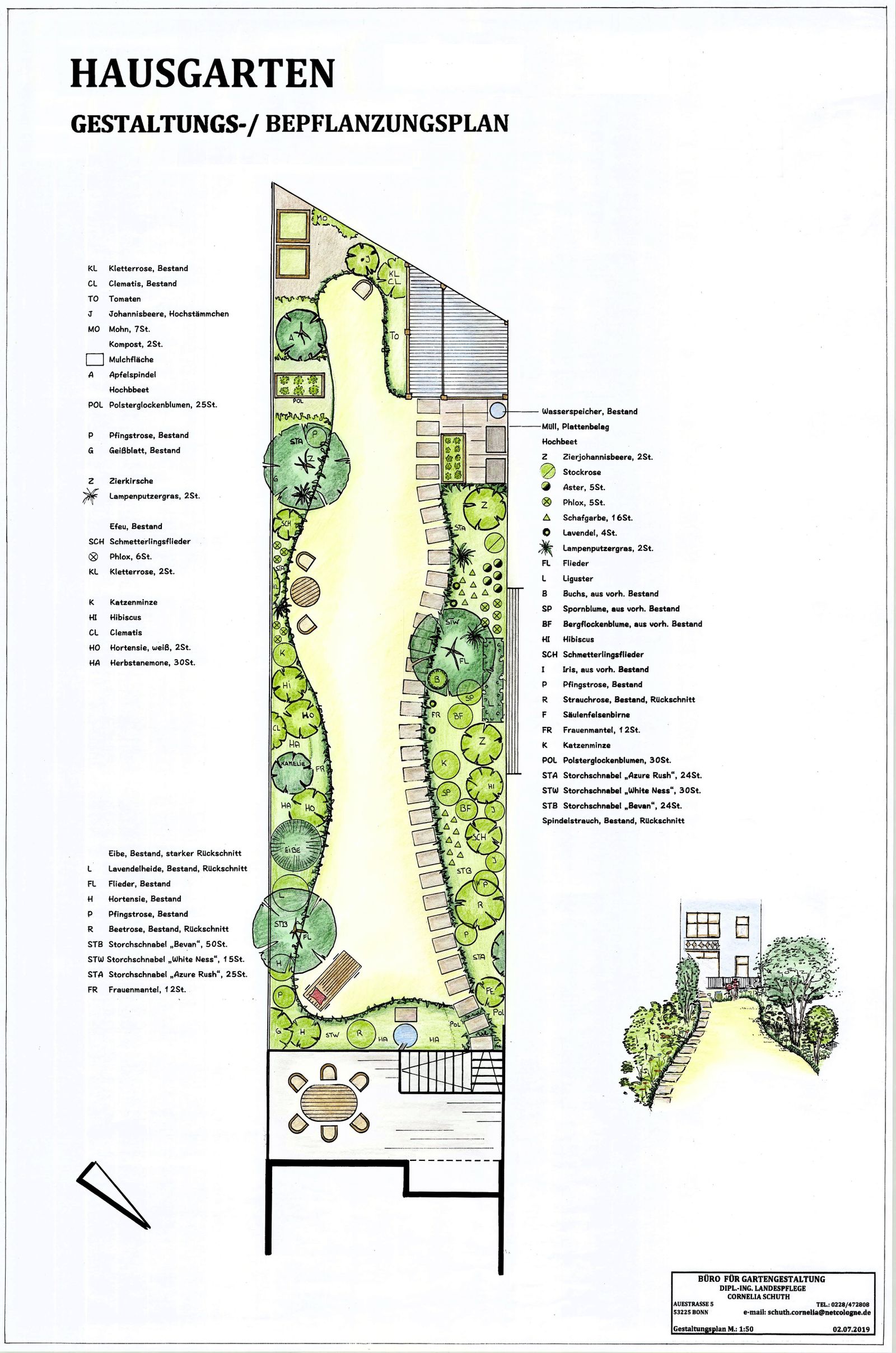 Gartenplan mit Bepflanzungsinfos